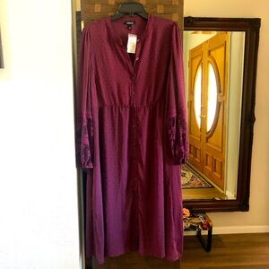 Clip Dot Button Front Maxi Kimono